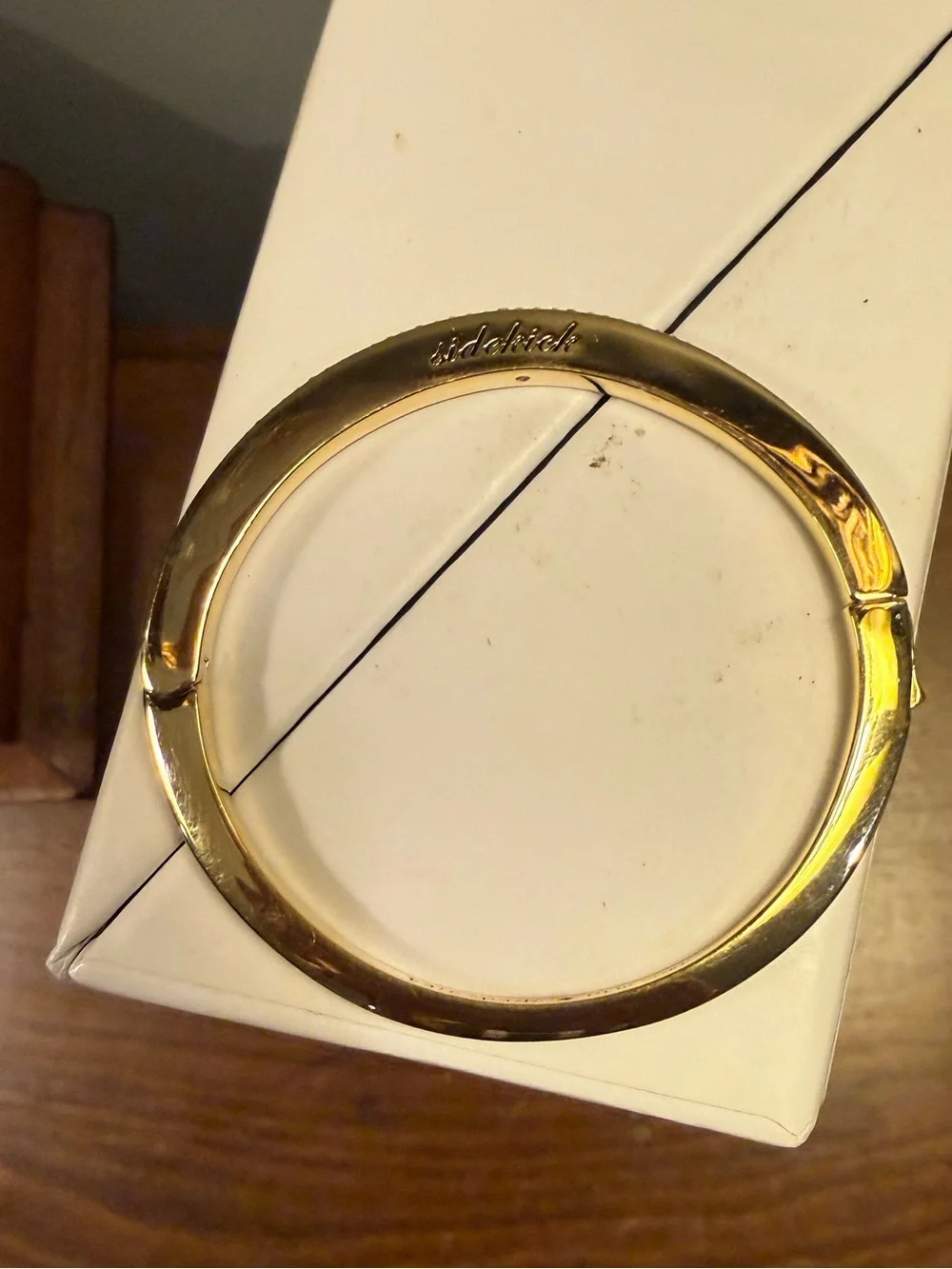 kate spade Sidekick Gold Crystal-Trim Hinged Bangle Bracelet - Picture 7 of 12